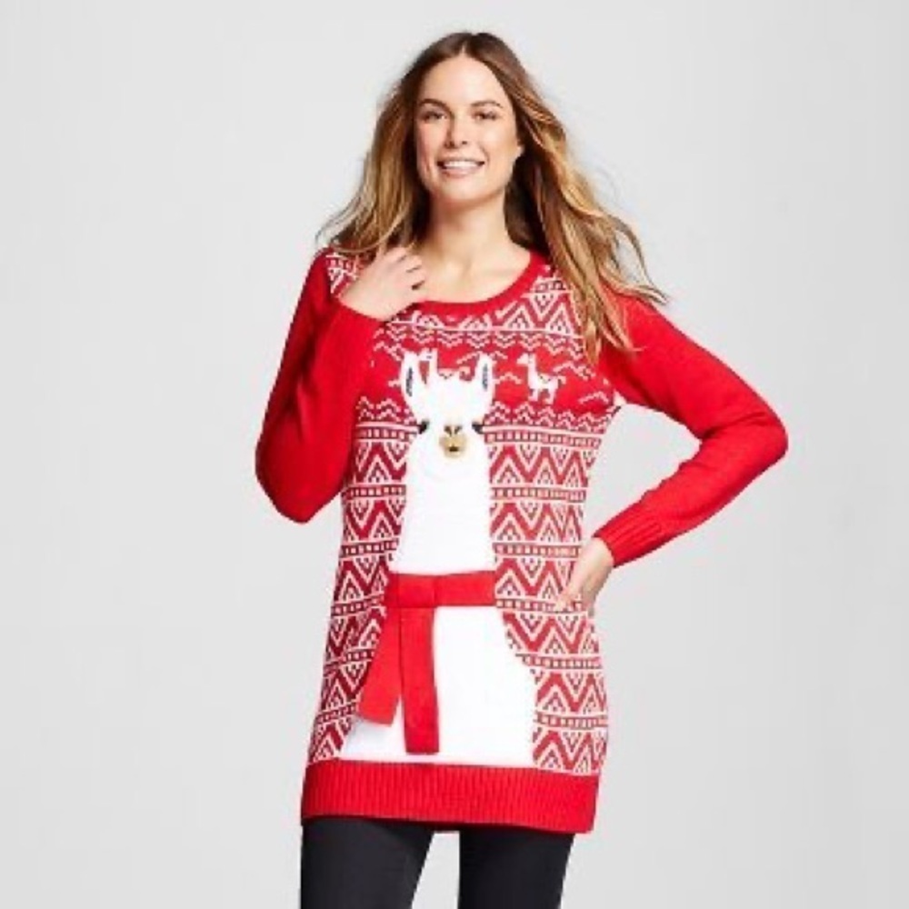 United States Sweaters long llama Christmas sweater